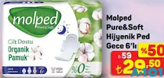 MOLPED PURE&SOFT HİJYENİK PED GECE 6'LI